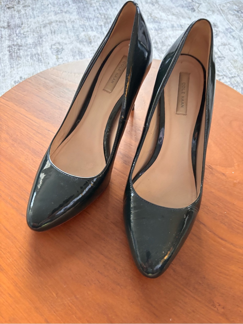 Cole Haan Green Patent Pointed-Toe Heels